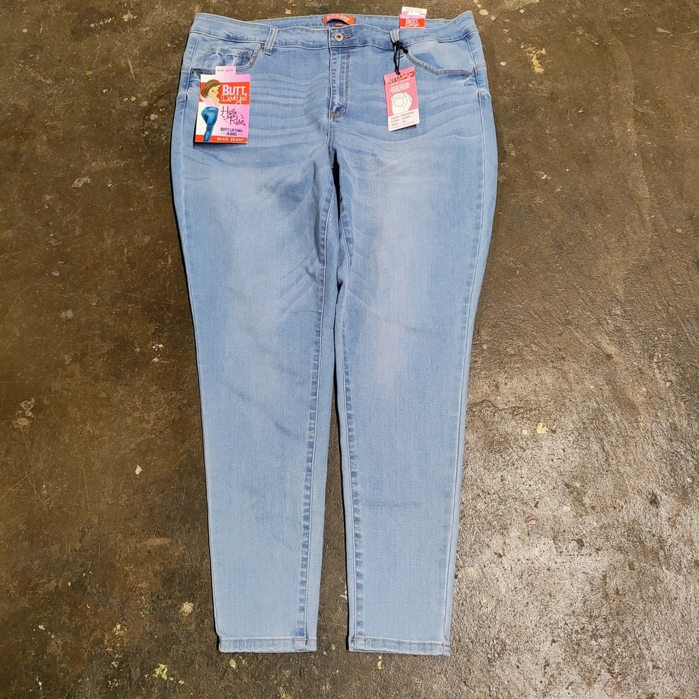 Wax Jean Skinny Women Size Plus 22 Butt I Love You High Rise Skinny Stretch NWT